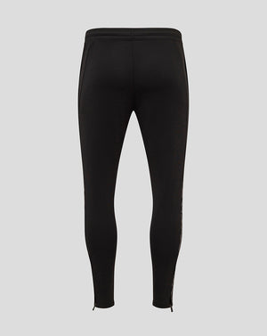 Back view of black FC Twente performance pants with zip cuffs at the ankles.