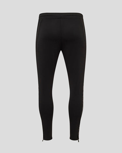Back view of black FC Twente performance pants with zip cuffs at the ankles.