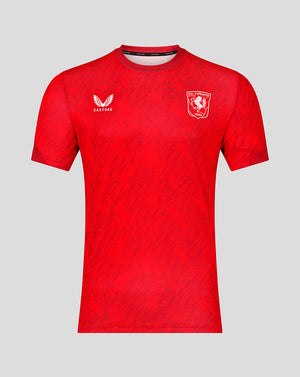 Red FC Twente matchday T shirt with crest on chest and Castore logo
