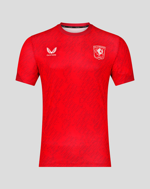 Red FC Twente matchday T shirt with crest on chest and Castore logo