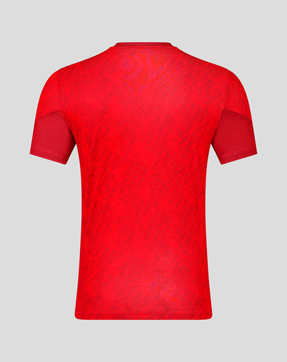 Red FC Twente matchday T shirt viewed from the back with a subtle textured pattern