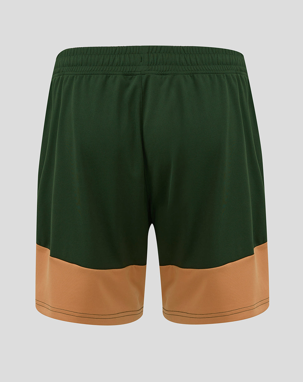 FC Utrecht away shorts in dark green with a tan hem panel visible from the back
