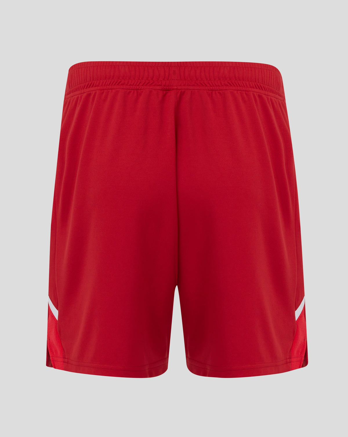 Back view of red FC Twente 25/26 home shorts showing crest on the left leg and Castore logo on the right leg