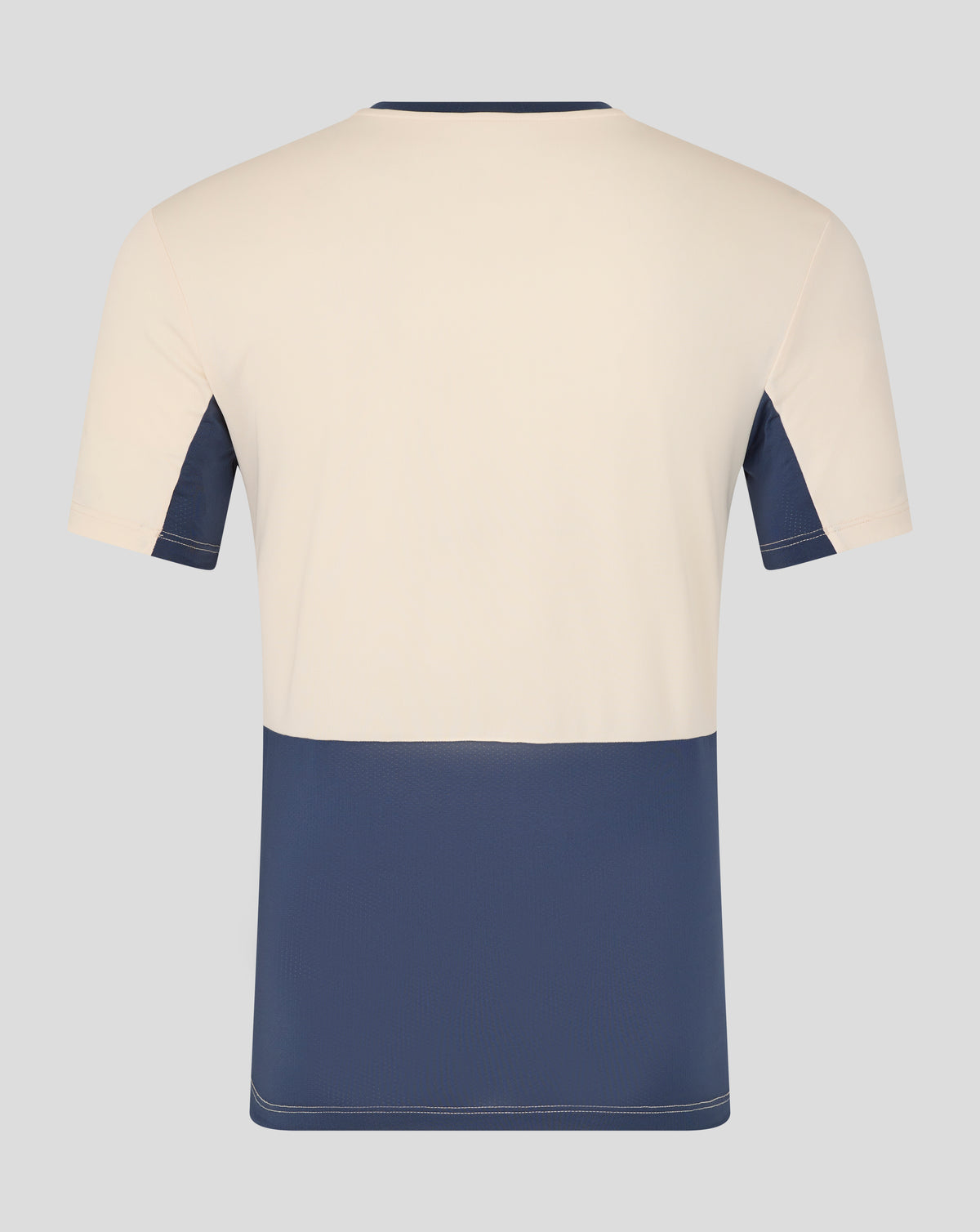 Back view of cream West Ham Pro Training Short Sleeve Shirt with navy panels and contrasting hem