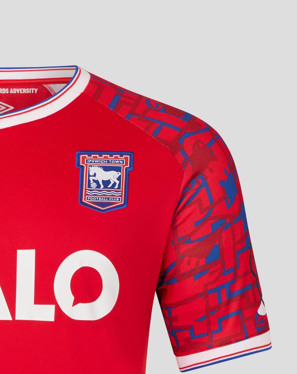 Ipswich Town Men's 25/26 Away Short Sleeve Shirt - Racing Red/Surf The Web