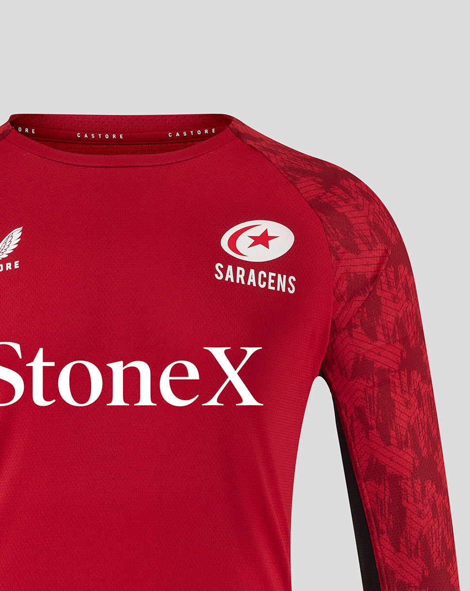 Saracens Men's 25/26 Training Long Sleeve Tee - Rhythmic Red - Rhythmic Red/Caviar