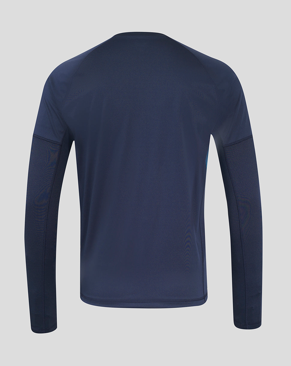Men’s England Rugby 25/26 Contact Long Sleeve Drill Top – Inkwell - Inkwell/Storm Blue