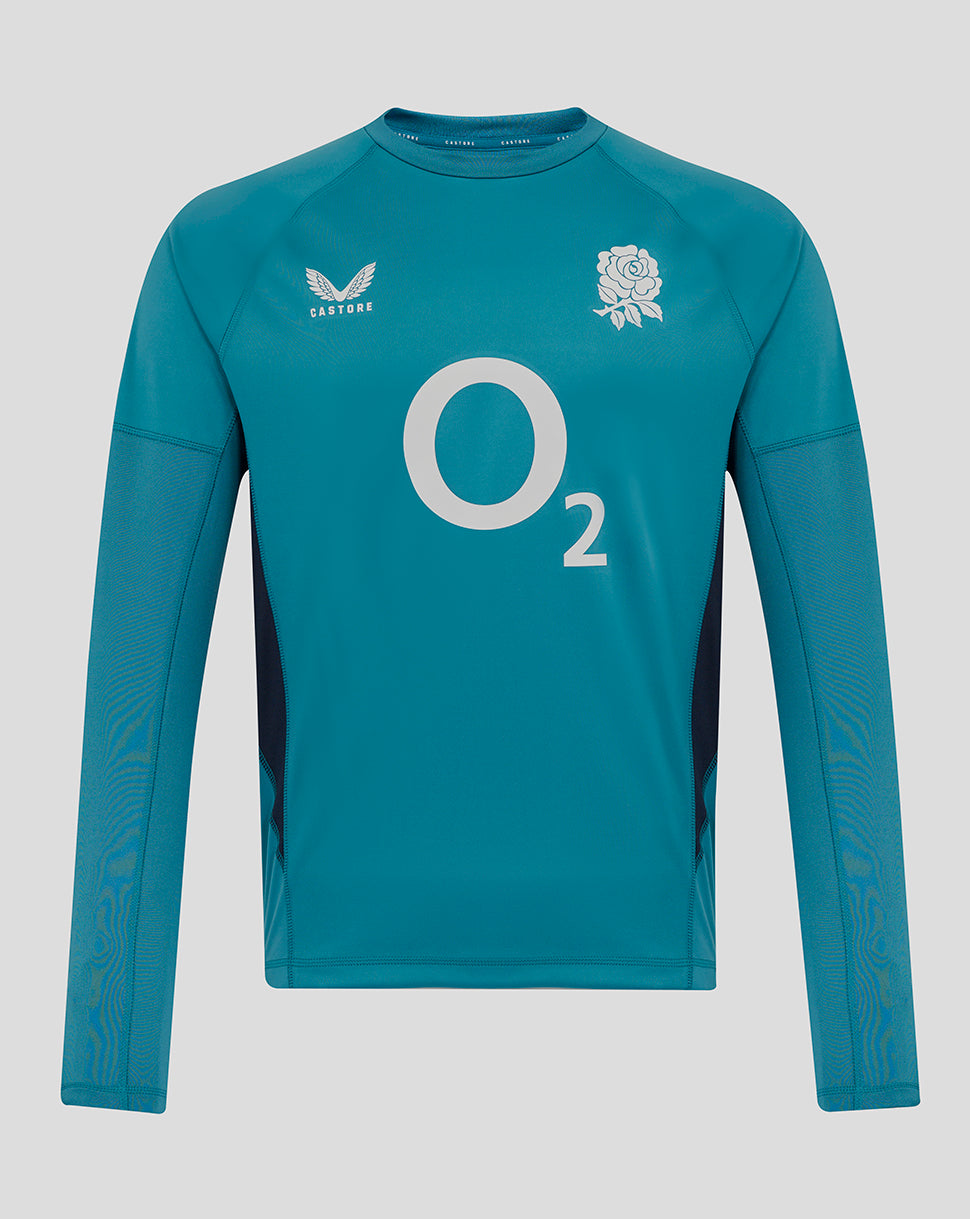 England Rugby Men’s 25/26 Contact Long Sleeve Drill Top – Storm Blue - Storm Blue