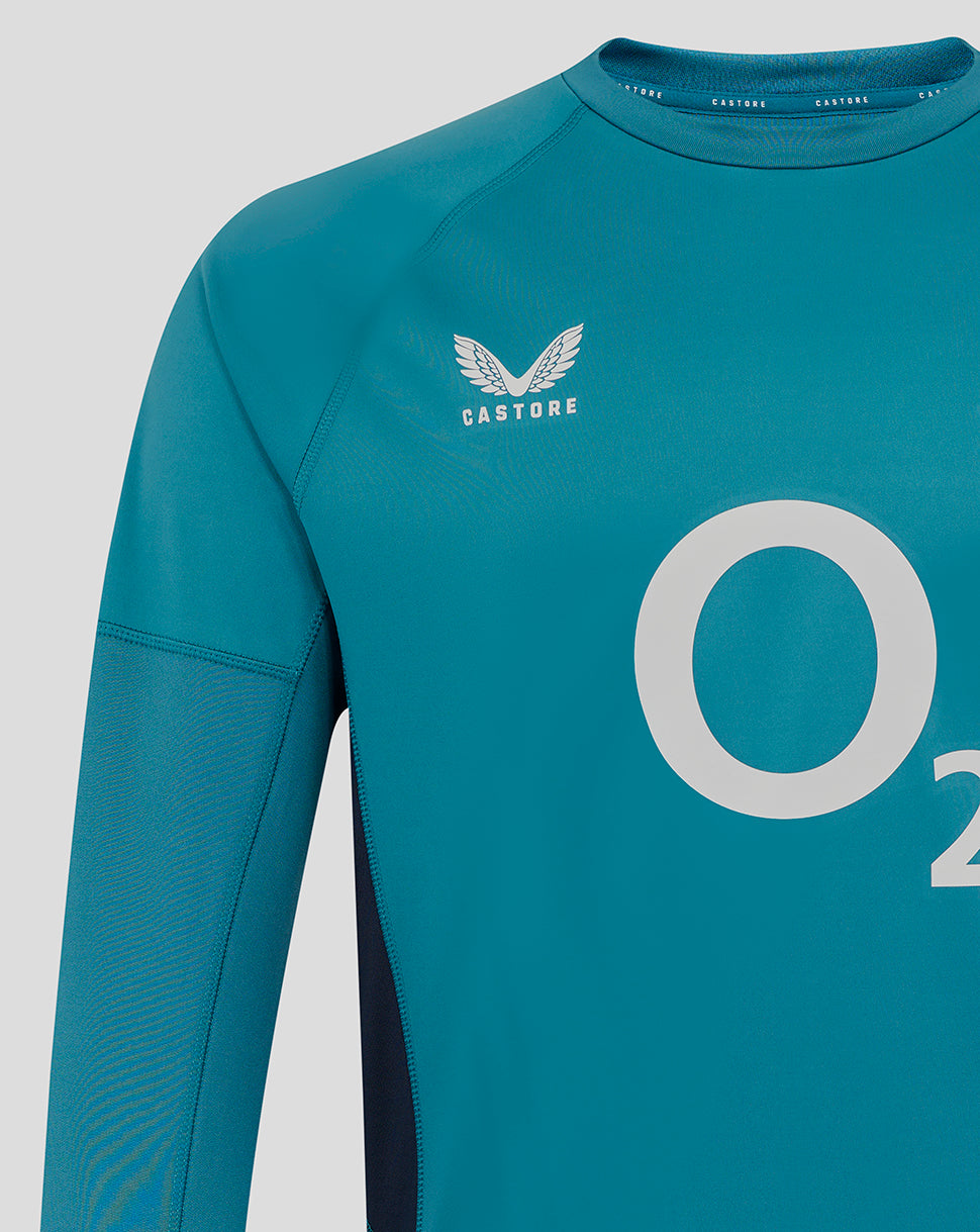 England Rugby Men’s 25/26 Contact Long Sleeve Drill Top – Storm Blue - Storm Blue