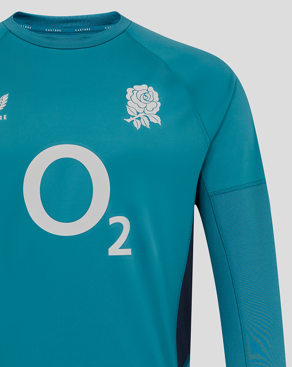 England Rugby Men’s 25/26 Contact Long Sleeve Drill Top – Storm Blue - Storm Blue