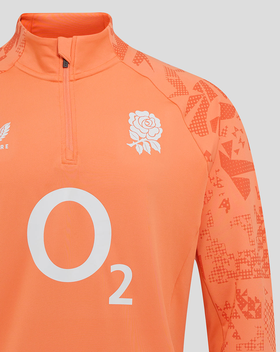 Men’s England Rugby 25/26 Performance Long Sleeve Midlayer Top – Melon - Melon