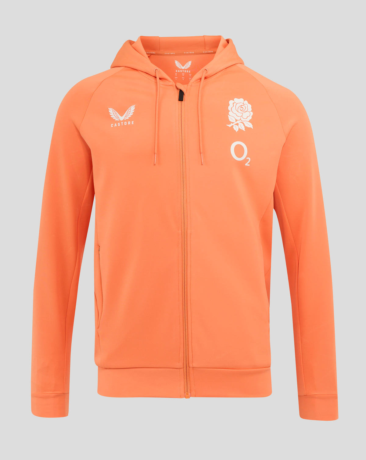 Men's England Rugby 25/26 Performance Full Zip Hoodie - Melon - Melon