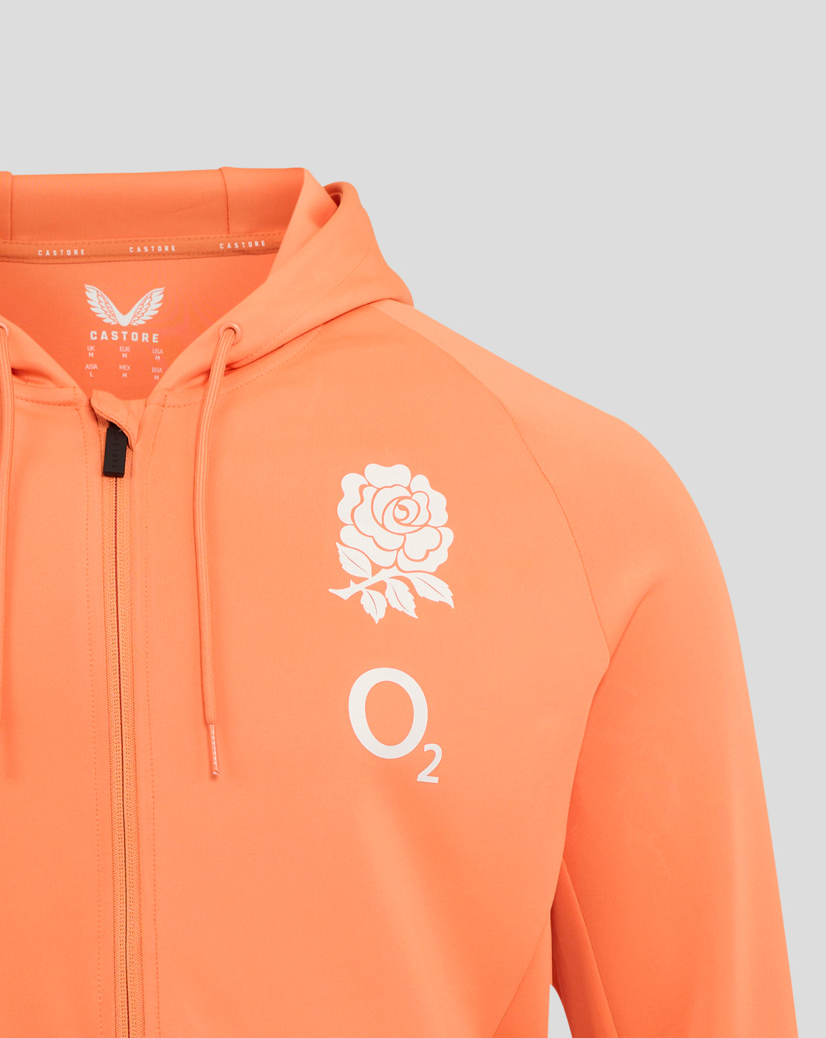 Men's England Rugby 25/26 Performance Full Zip Hoodie - Melon - Melon