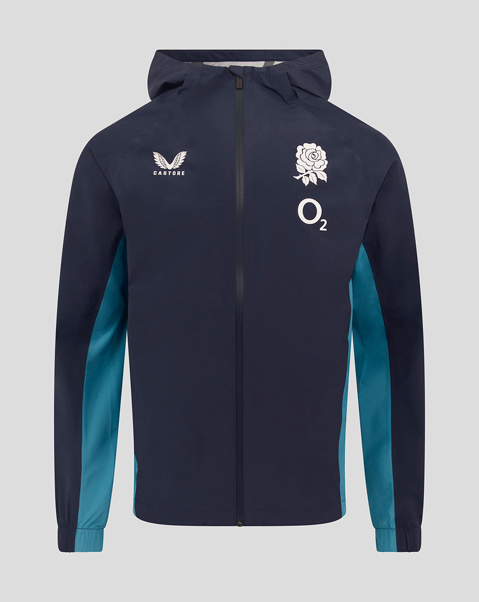 Men’s England Rugby 25/26 Performance Long Sleeve Rain Jacket – Inkwell - Inkwell/Storm Blue