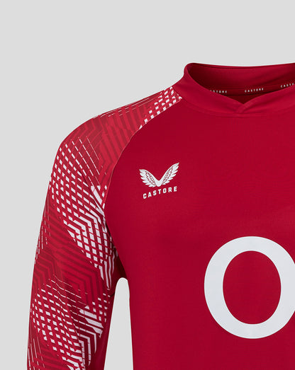 England Rugby Men's Pre Match Long Sleeve Drill Top O2 – Red