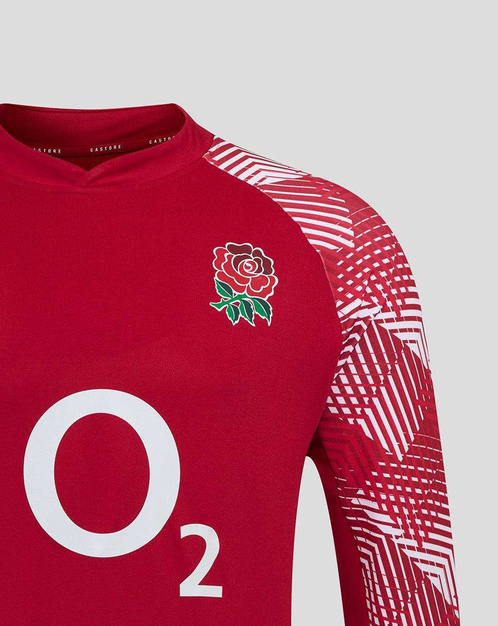 England Rugby Men's Pre Match Long Sleeve Drill Top O2 – Red