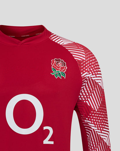 England Rugby Men's Pre Match Long Sleeve Drill Top O2 – Red