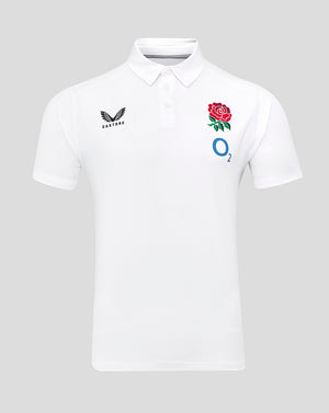 Men's England Rugby 25/26 Travel Short Sleeve Polo - Brilliant White