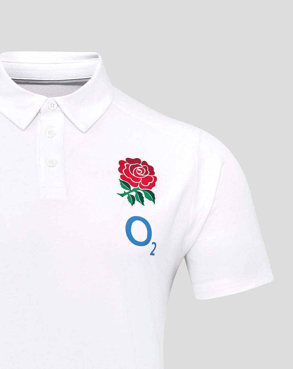 Men's England Rugby 25/26 Travel Short Sleeve Polo - Brilliant White - Brilliant White