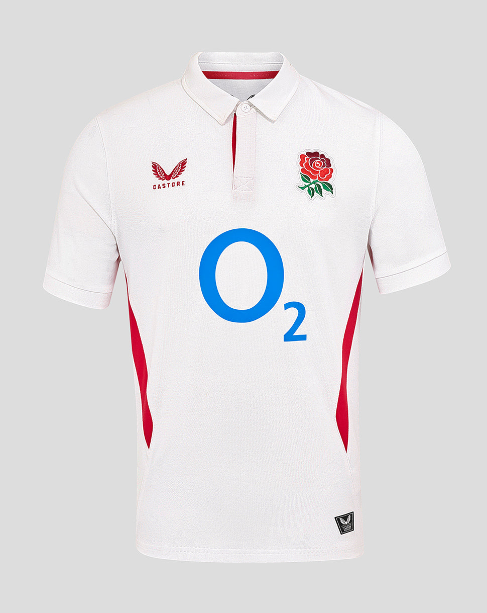 Men’s England Rugby 25/26 Home Classic Short Sleeve Shirt – Brilliant White - Brilliant White/Lipstick Red