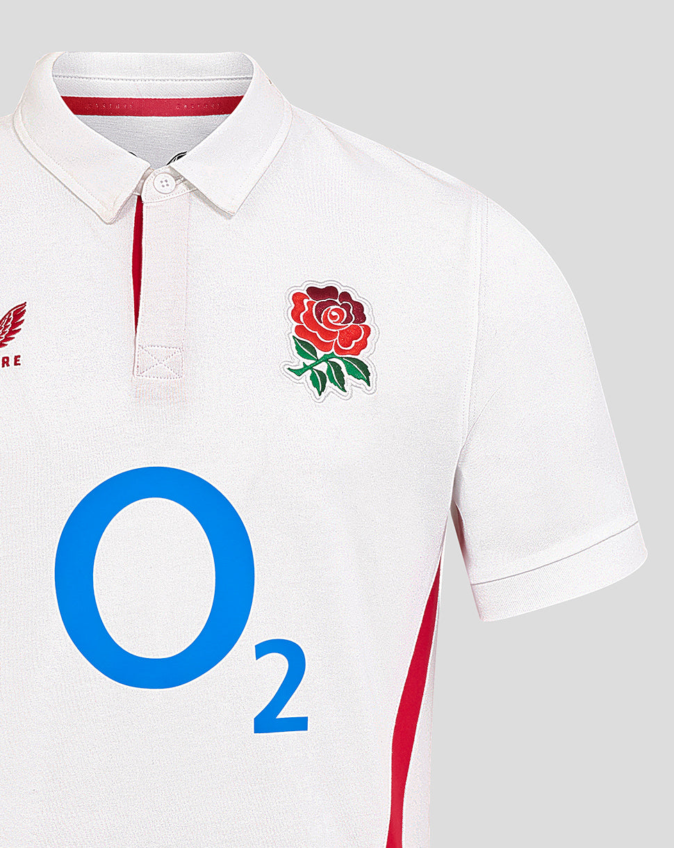 Men’s England Rugby 25/26 Home Classic Short Sleeve Shirt – Brilliant White - Brilliant White/Lipstick Red