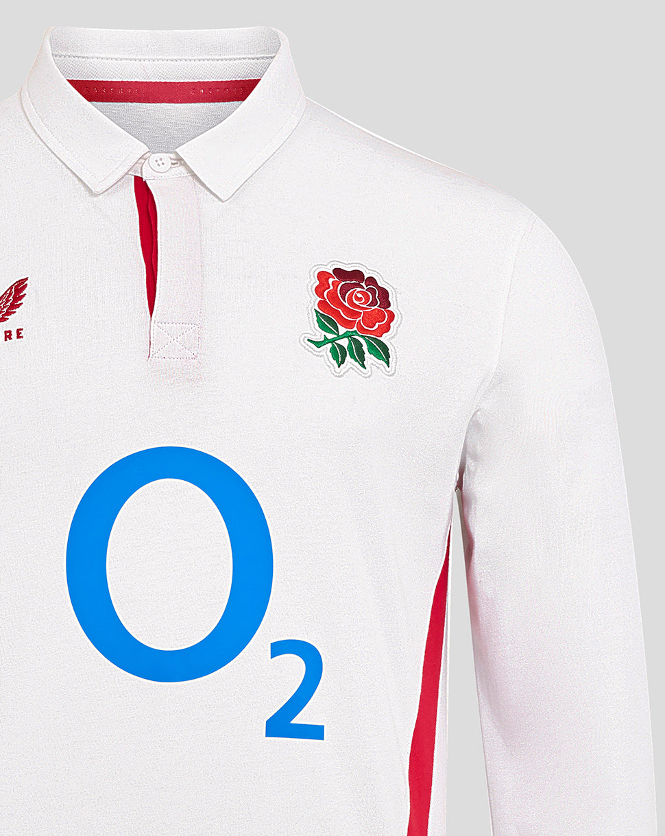 Men’s England Rugby 25/26 Home Classic Long Sleeve Shirt – Brilliant White - Brilliant White/Lipstick Red