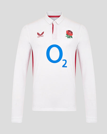 White Red Roses Home Classic Long Sleeve Shirt with rose crest on left chest and O2 logo on center body.