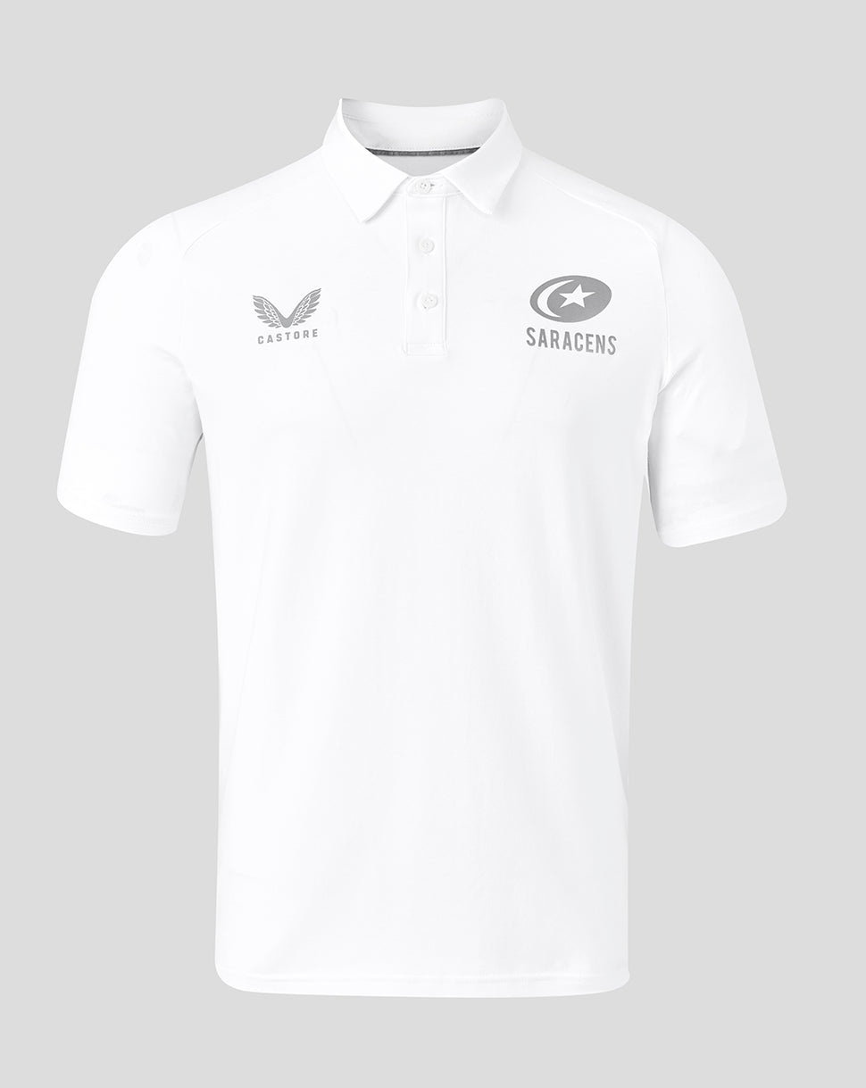 Saracens Men's 25/26 Travel Short Sleeve Polo - White