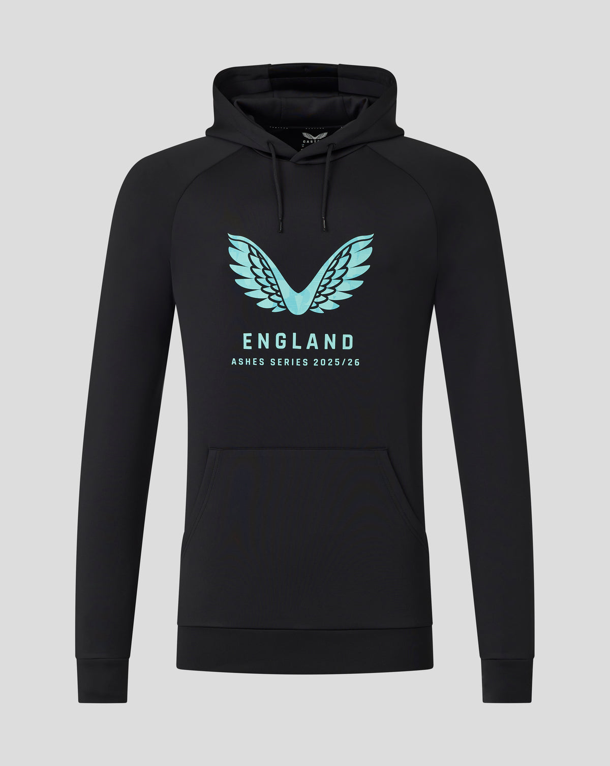 England Cricket Ashes Men's 25/26 Pro Lock Up Logo Hoodie - Caviar/Aqua Splash