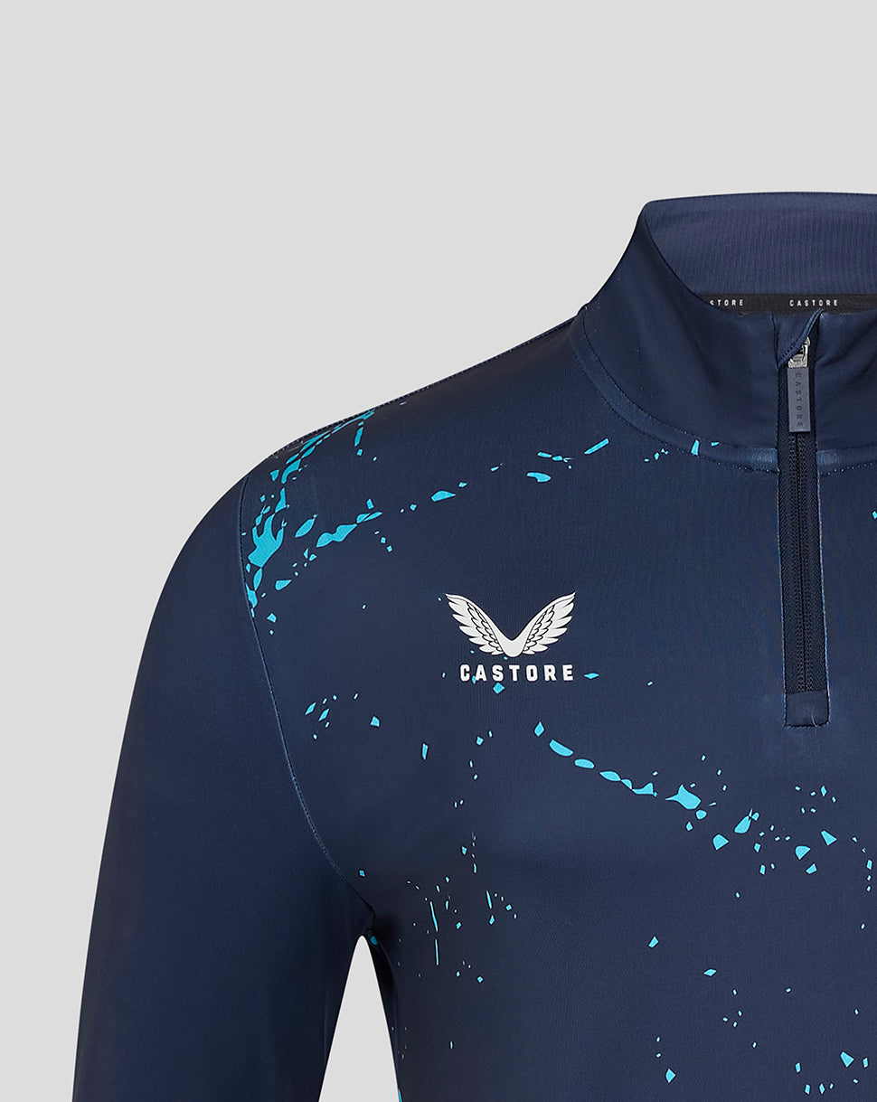Yorkshire Cricket Men's 26/27 Graphic Performance 1/4 Zip Top - Peacoat