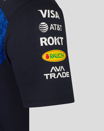 Black sleeve with logos of Visa, AT&T, ROKT, Rauch, and AVA Trade on a gray background