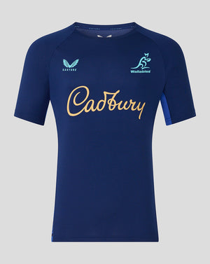 Blue sports jersey with Cadbury logo on a gray background