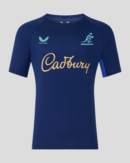 Blue sports jersey with Cadbury logo on a gray background