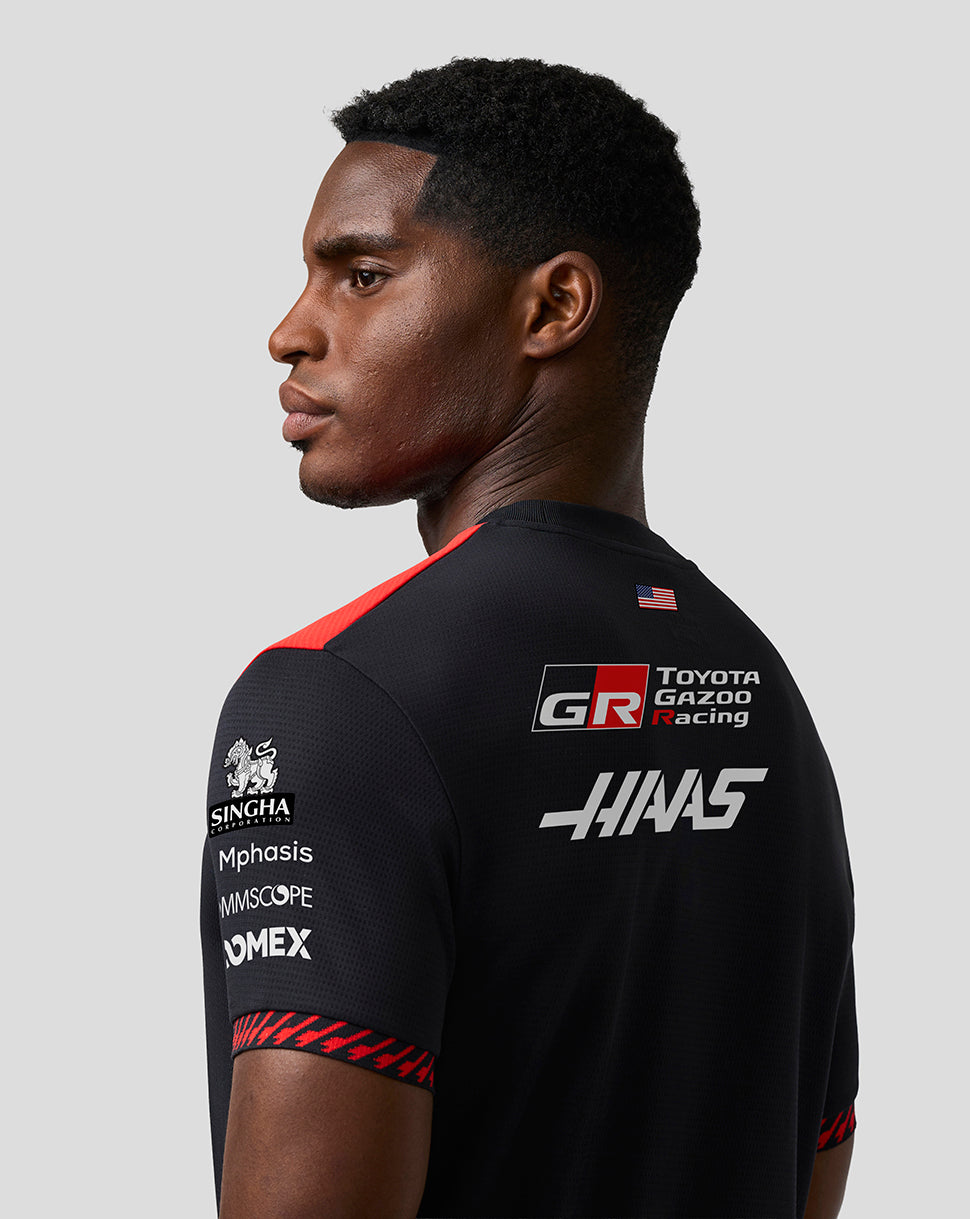 Official Haas Team Men's Driver T-Shirt - Caviar/Flame Scarlet