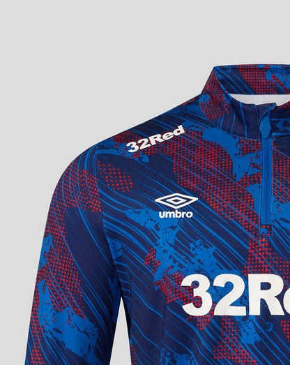 Blue and red sports jacket with '32Red' and Umbro branding on a gray background
