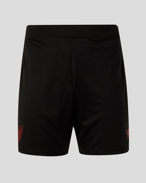 Athletic Club men's 25/26 fourth shorts in black with subtle texture and red club crest on the side