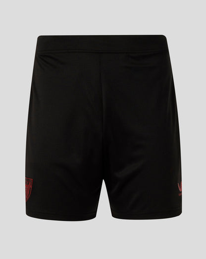 Athletic Club men's 25/26 fourth shorts in black with subtle texture and red club crest on the side