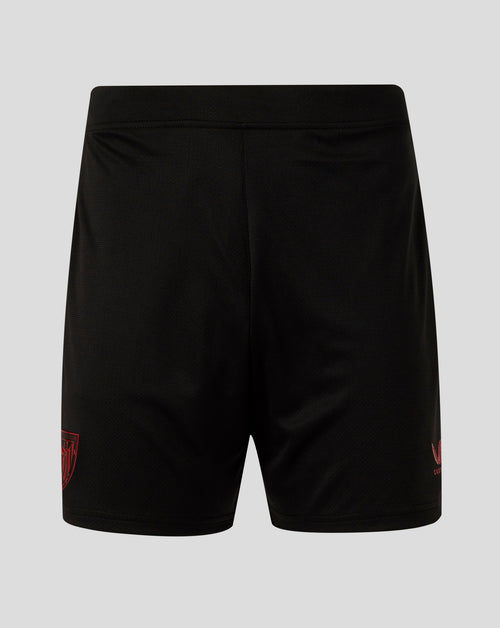 Athletic Club men's 25/26 fourth shorts in black with subtle texture and red club crest on the side