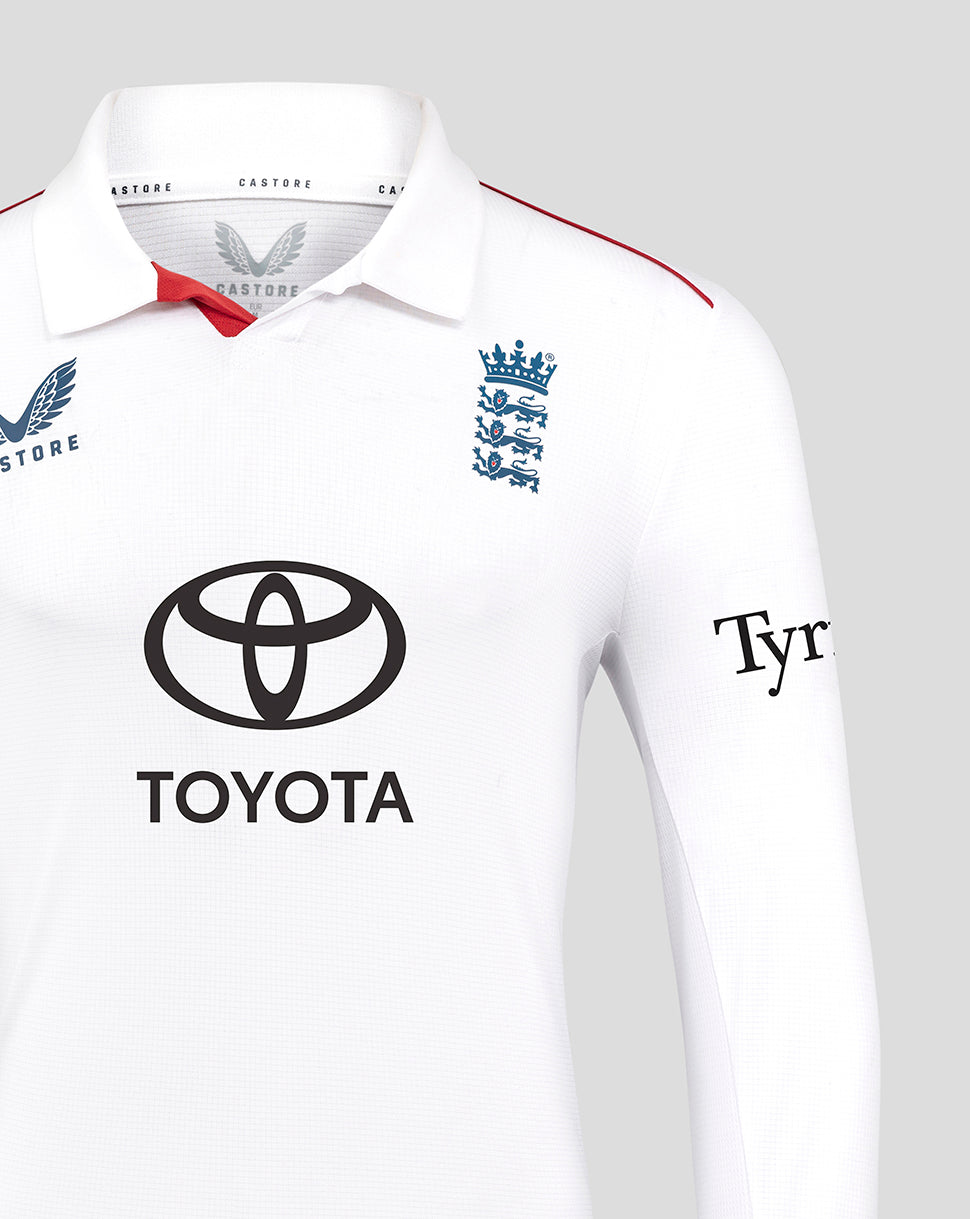 England Cricket Men's 26/27 Test Pro Long Sleeve Shirt - White