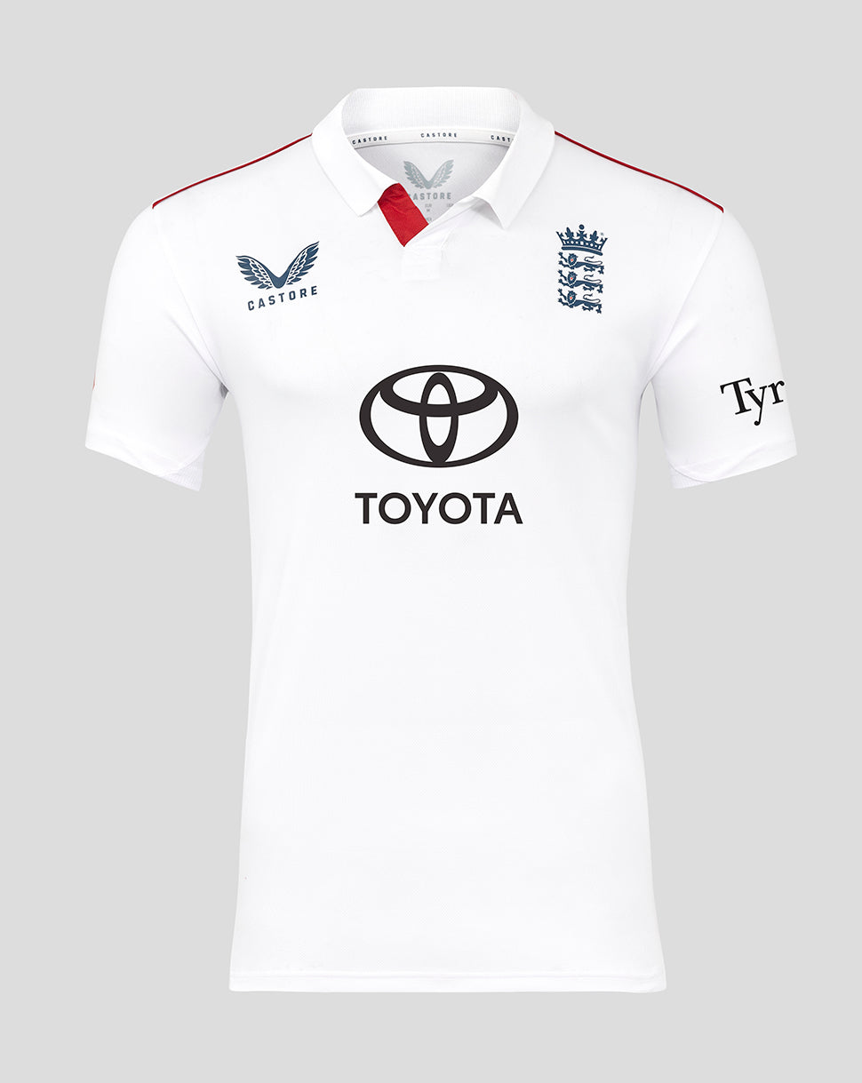 White sports jersey with Toyota logo on a gray background