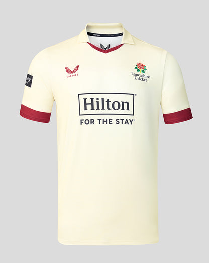 Lancashire Cricket Men's 26/27 County Champs Short Sleeve Jersey - Cream