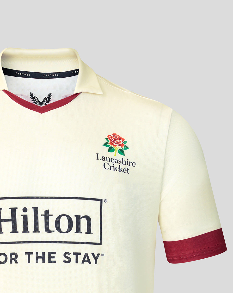 Lancashire Cricket Men's 26/27 County Champs Short Sleeve Jersey - Cream - Cannoli Cream