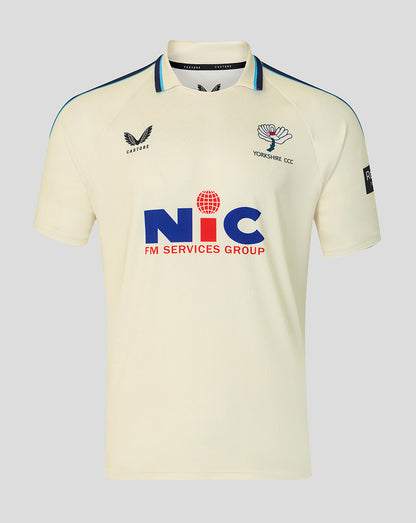 Yorkshire Cricket Men's 26/27 County Champs Short Sleeve Jersey - Cream