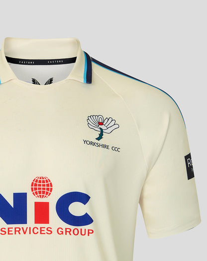 Yorkshire Cricket Men's 26/27 County Champs Short Sleeve Jersey - Cream