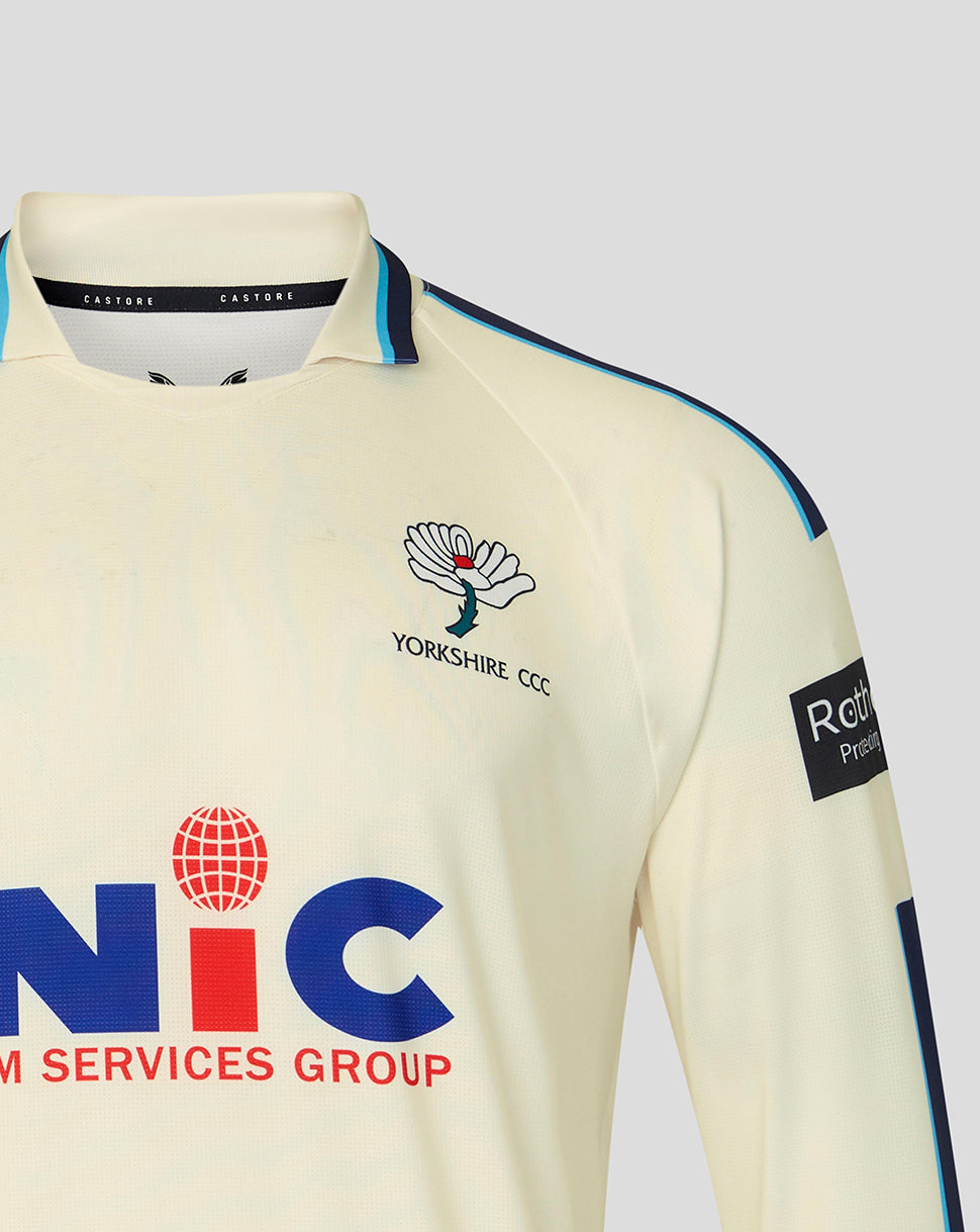 Yorkshire Cricket Men's 26/27 County Champs Long Sleeve Jersey - Cream - Cannoli Cream