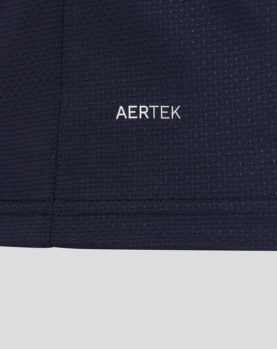 Navy blue fabric with 'AERTEK' logo on a white background