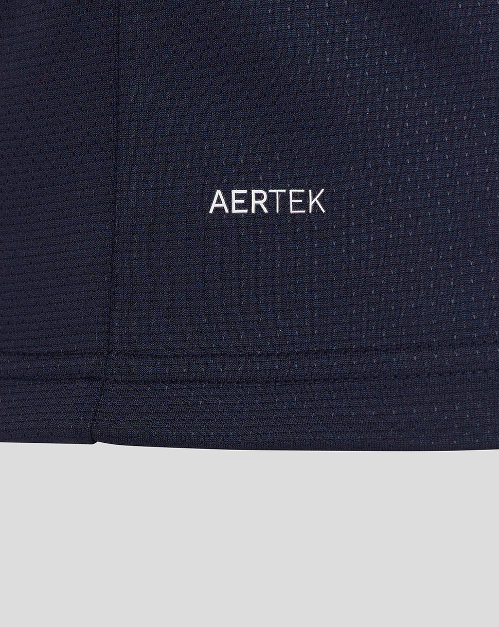 Navy blue fabric with 'AERTEK' logo on a white background