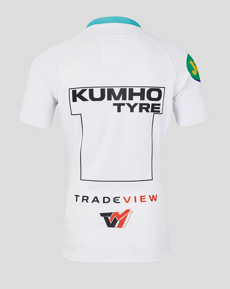 White shirt with Kumho Tyre and Tradeview logos on a light gray background
