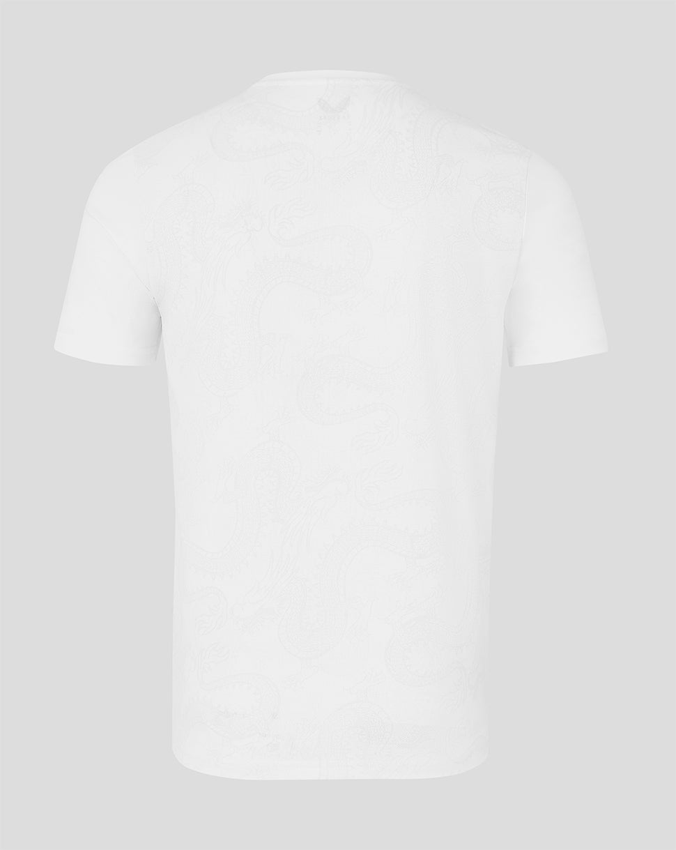 White t-shirt on a light gray background