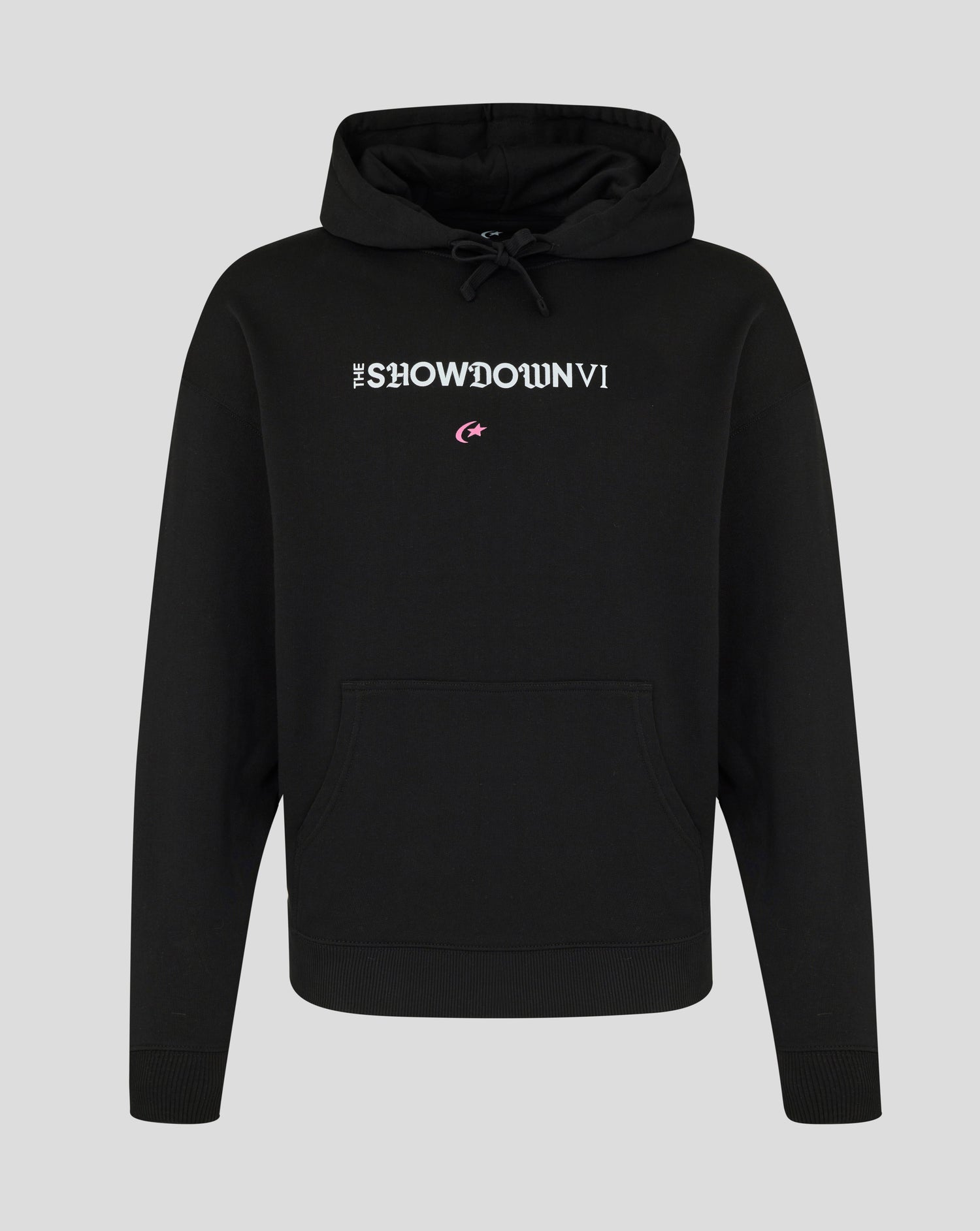 Black hoodie with text on a gray background